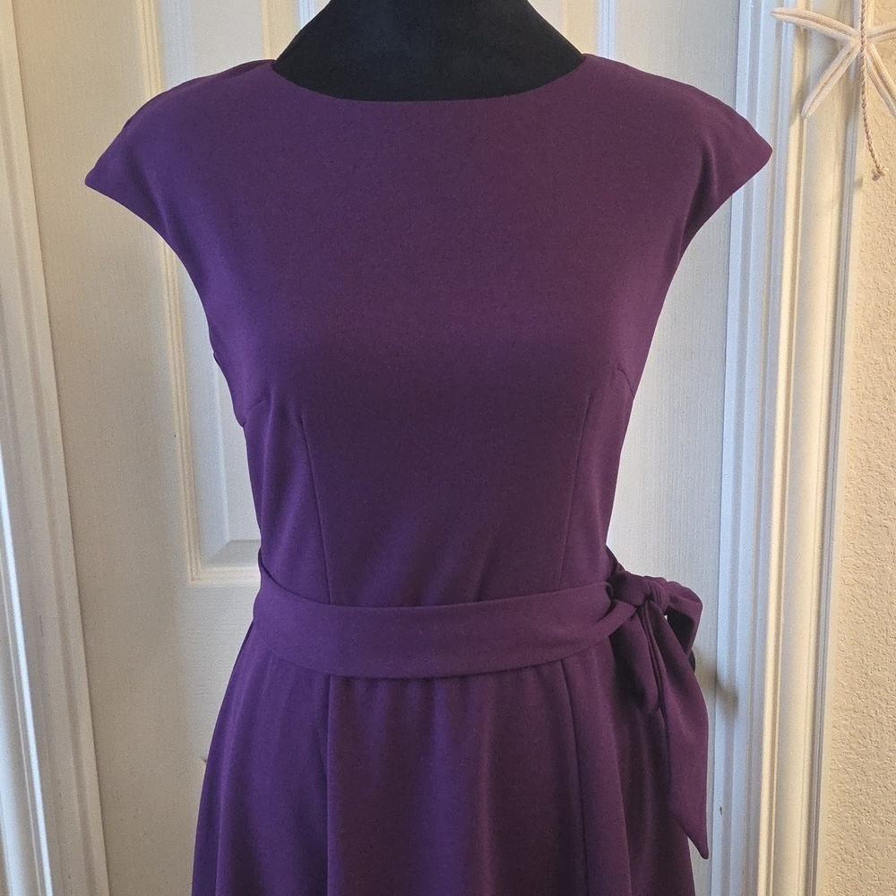 Elegant Purple Cap Sleeve Dress NWOT - Picture 9 of 16